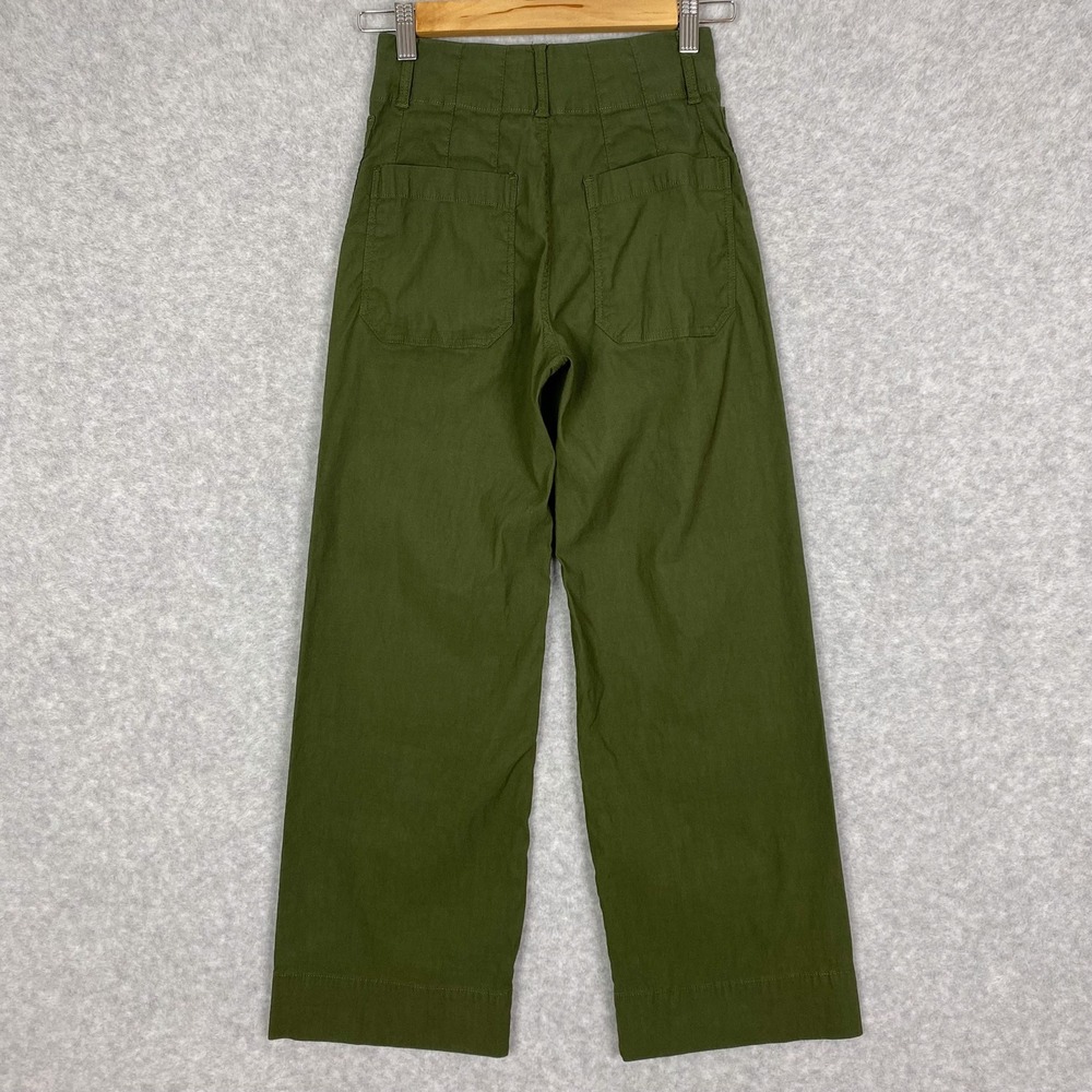 Anthropologie Maeve Green The Colette Wide Leg Linen Blend Crop Pants Size 23 - Picture 4 of 13